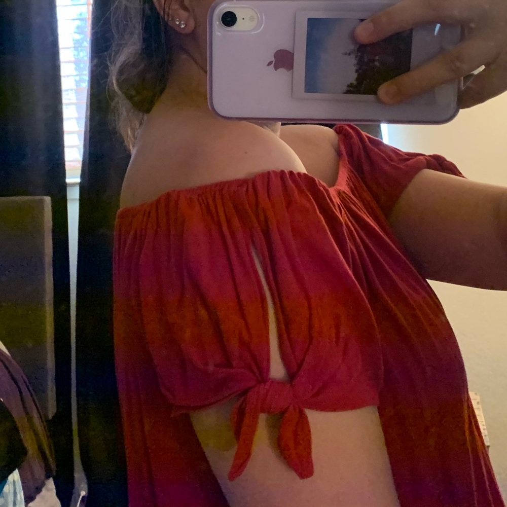 red Off the shoulder top